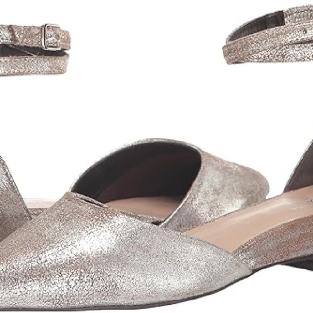 Seychelles Metallic Silver Pointed-Toe Ankle-Strap Flats - Picture 2 of 7